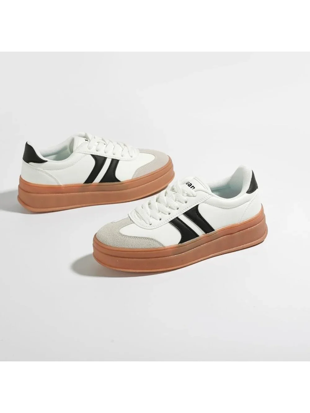 🆕Women's White Gum Sole Fashion Sneakers Thick Platform Sole Rubber Shoes